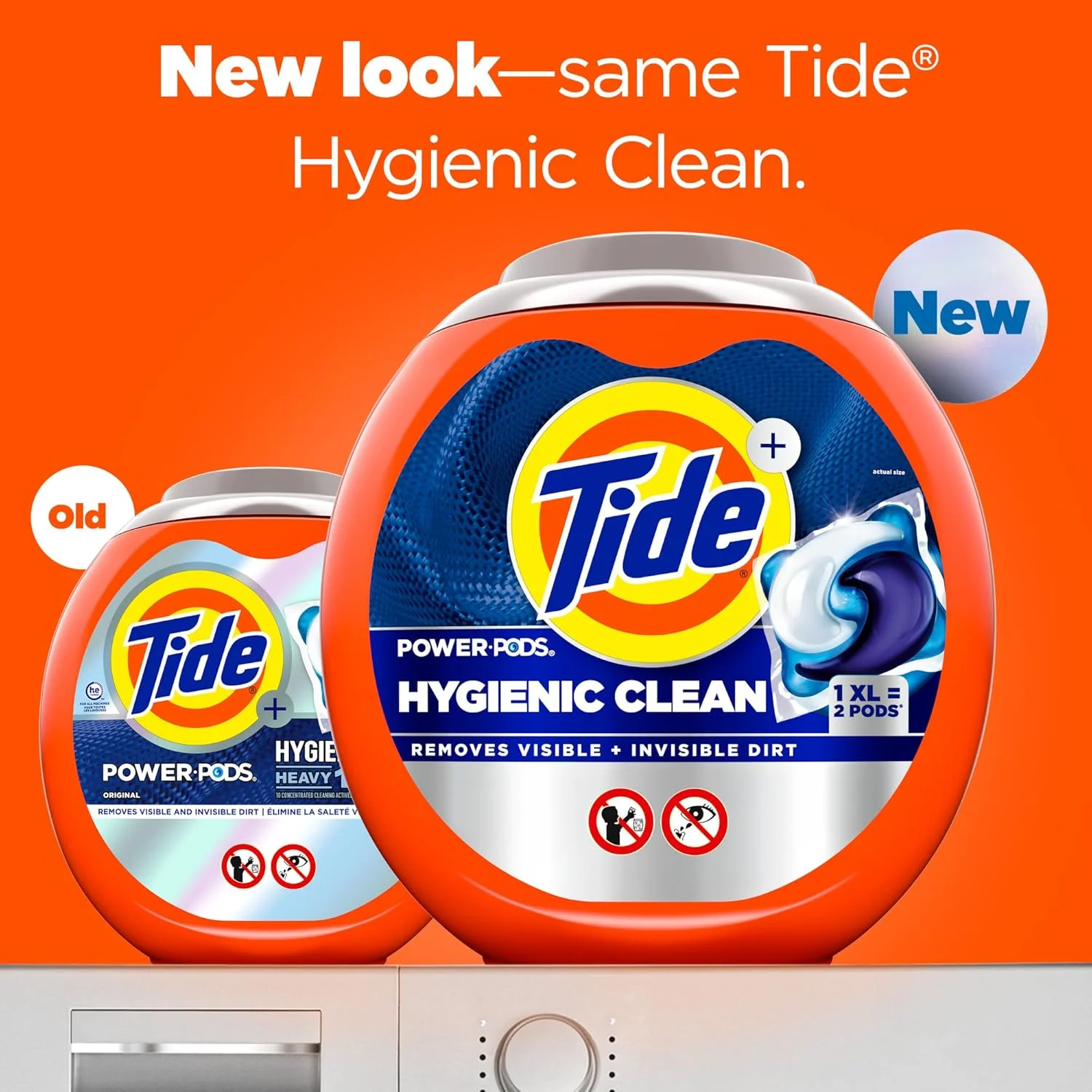 پودر لباسشویی کپسولی Tide Power PODs Hygienic Clean Heavy Duty، سازگار با ماشین لباسشویی HE، تعداد 45 عدد، ضد حساسیت، بدون رنگ و عطر، برای آلودگی های قابل مشاهده و غیر قابل مشاهده