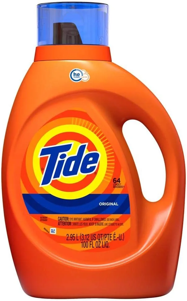 مایع لباسشویی تاید با رایحه اصلی HE Turbo Clean، 64 بار شستشو، 100 fl oz (بسته بندی ممکن است متفاوت باشد)