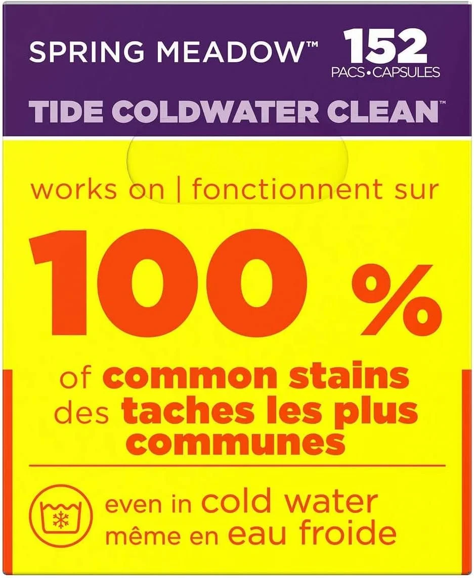 پودر لباسشویی کپسولی Tide PODS، رایحه Spring Meadow، 3 در 1، مناسب آب سرد، 152 عدد