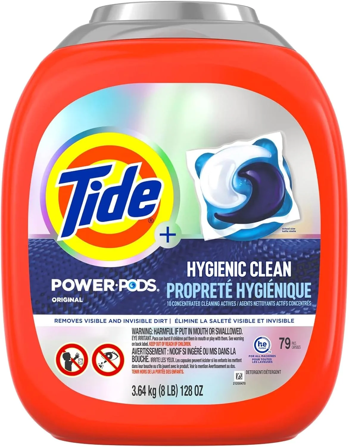 پودر لباسشویی کپسولی تاید مدل Hygienic Clean Heavy 10x Duty، رایحه اورجینال، برای آلودگی های قابل مشاهده و نامرئی (79 عدد، 3.64 کیلوگرم)