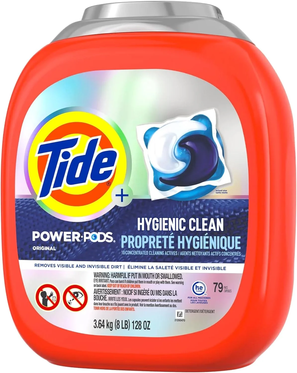 پودر لباسشویی کپسولی تاید مدل Hygienic Clean Heavy 10x Duty، رایحه اورجینال، برای آلودگی های قابل مشاهده و نامرئی (79 عدد، 3.64 کیلوگرم)