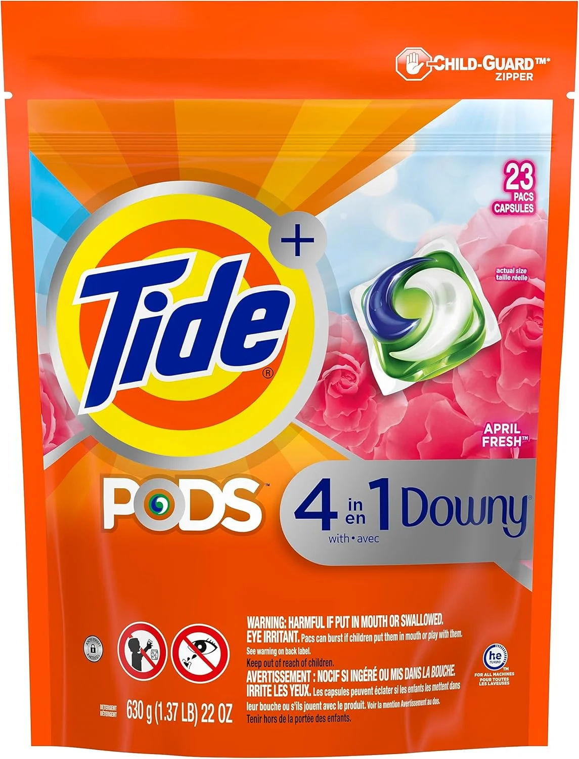 پودر لباسشویی Tide PODS با رایحه Downy، مایع لباسشویی، رایحه April Fresh، تعداد 23