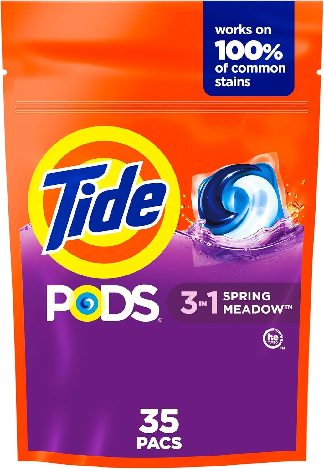 قرص ماشین لباسشویی Tide Pods، رایحه Spring Meadow - تعداد 35، وزن 806 گرم