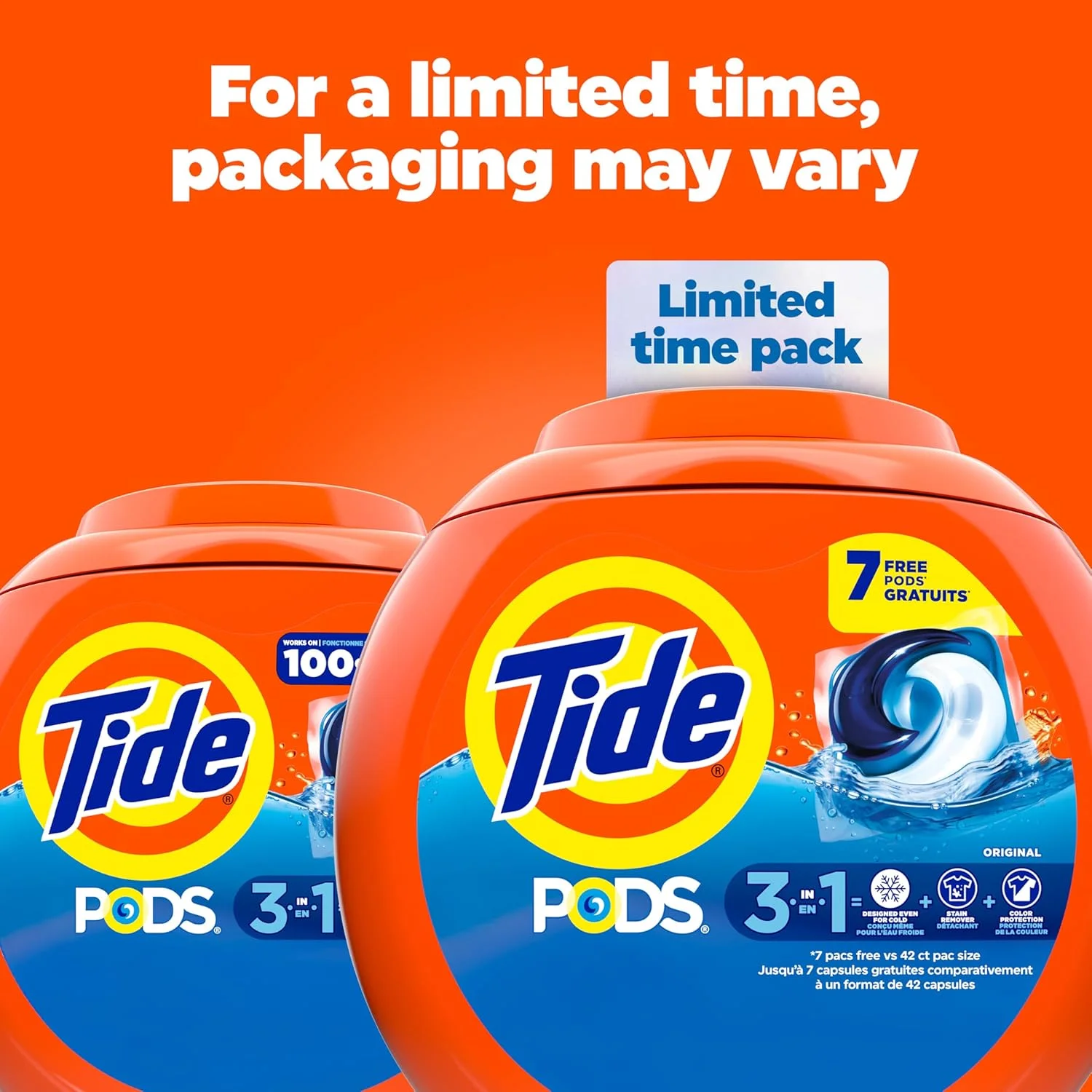 قرص ماشین لباسشویی Tide PODS، رایحه اصلی، سازگار با HE، 42 عدد، تمیز کننده قدرتمند 3 در 1 در یک مرحله، مواد شوینده لباسشویی Tide PODS