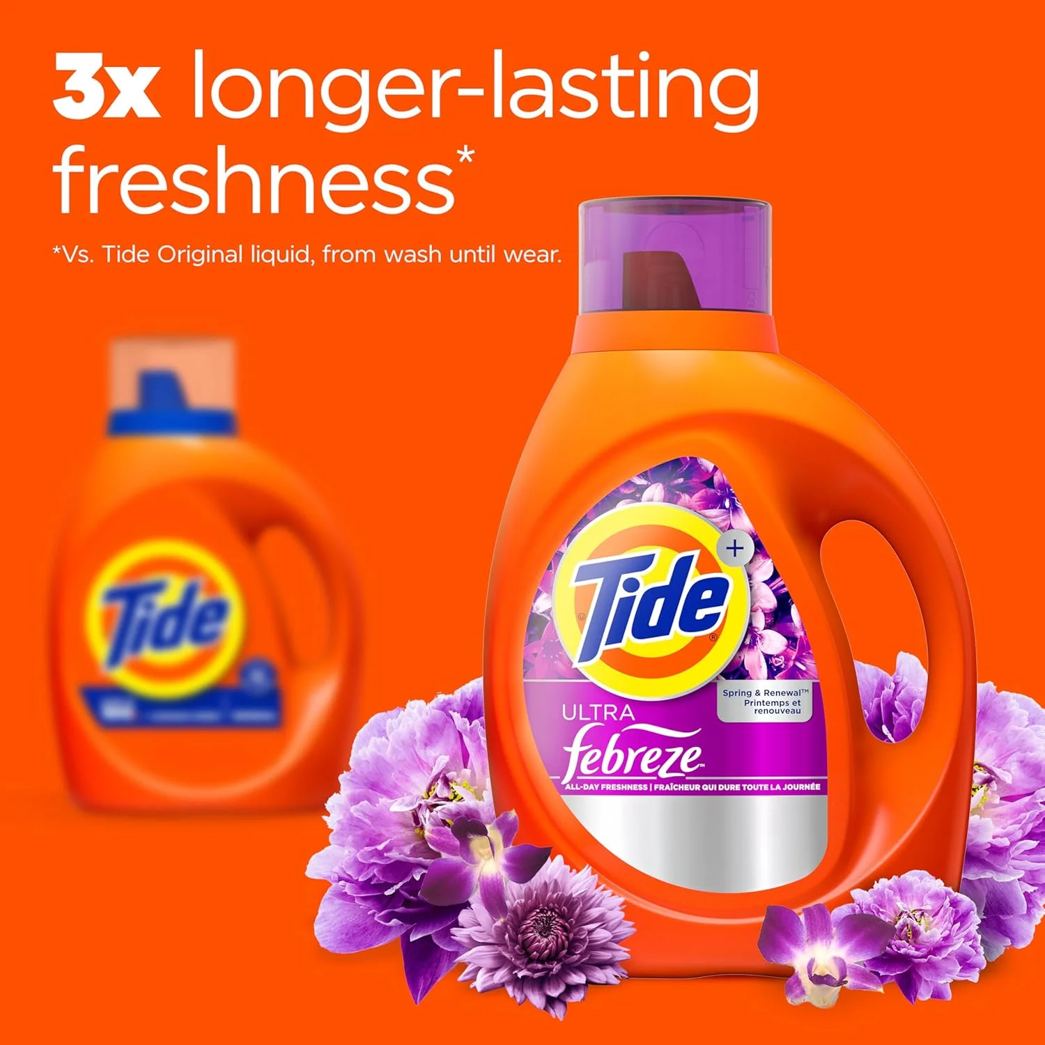 مایع لباسشویی تاید پلاس Febreze Freshness HE Turbo Clean، سازگار با HE، رایحه بهاری و تجدید، 106 بار شستشو، 149 fl oz