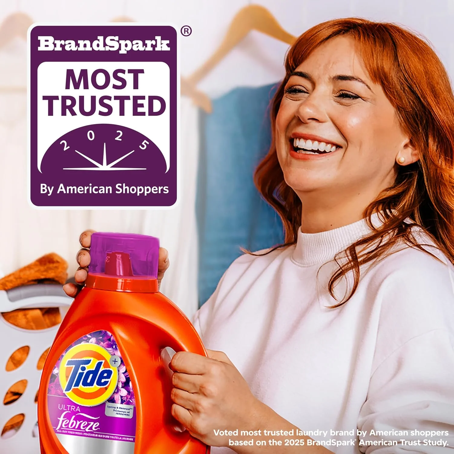 مایع لباسشویی تاید پلاس Febreze Freshness HE Turbo Clean، سازگار با HE، رایحه بهاری و تجدید، 106 بار شستشو، 149 fl oz