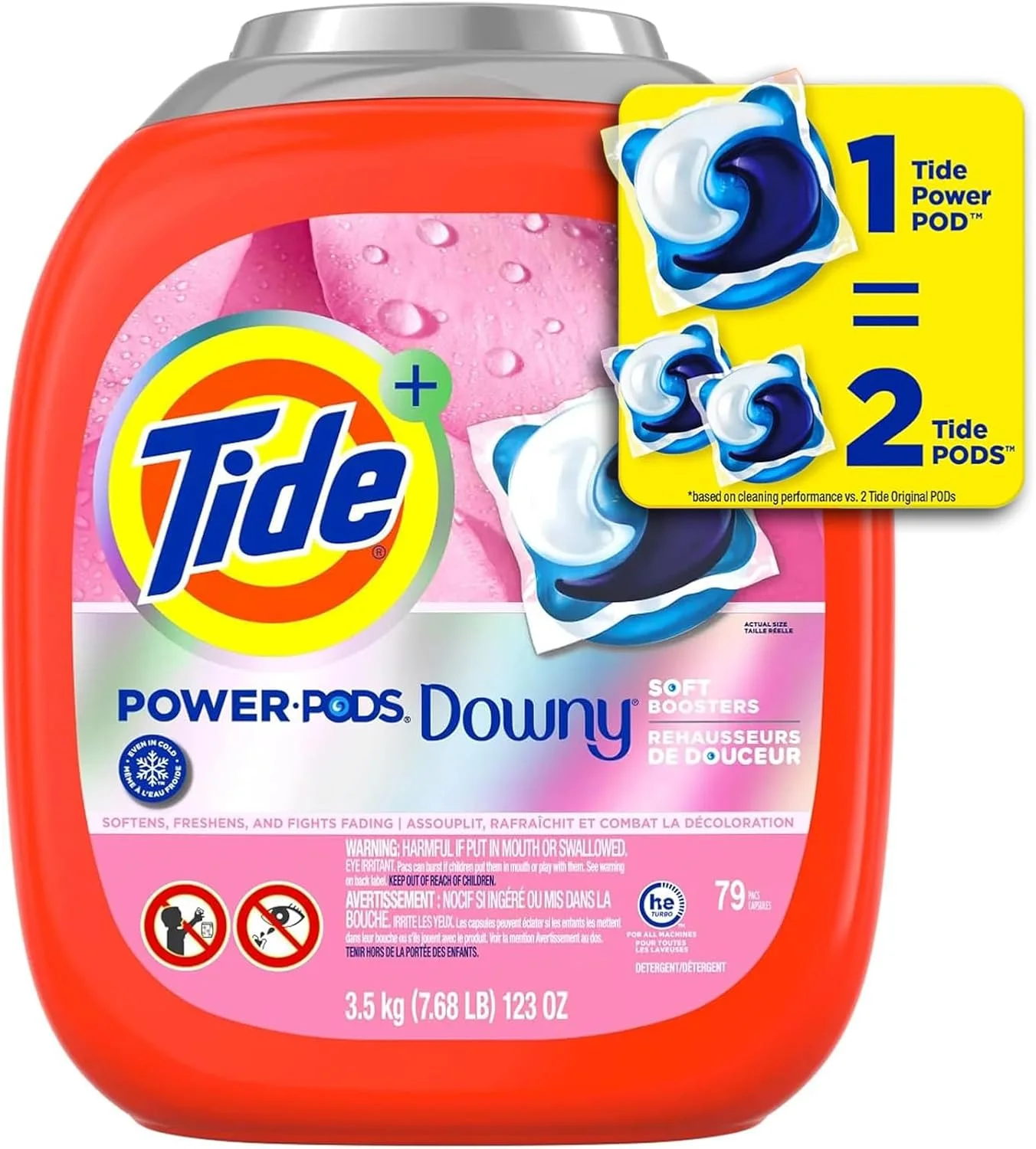پودر لباسشویی بزرگ Tide Power PODS با رایحه Downy، مایع لباسشویی، April Fresh (3.5 کیلوگرم، 79 عدد)