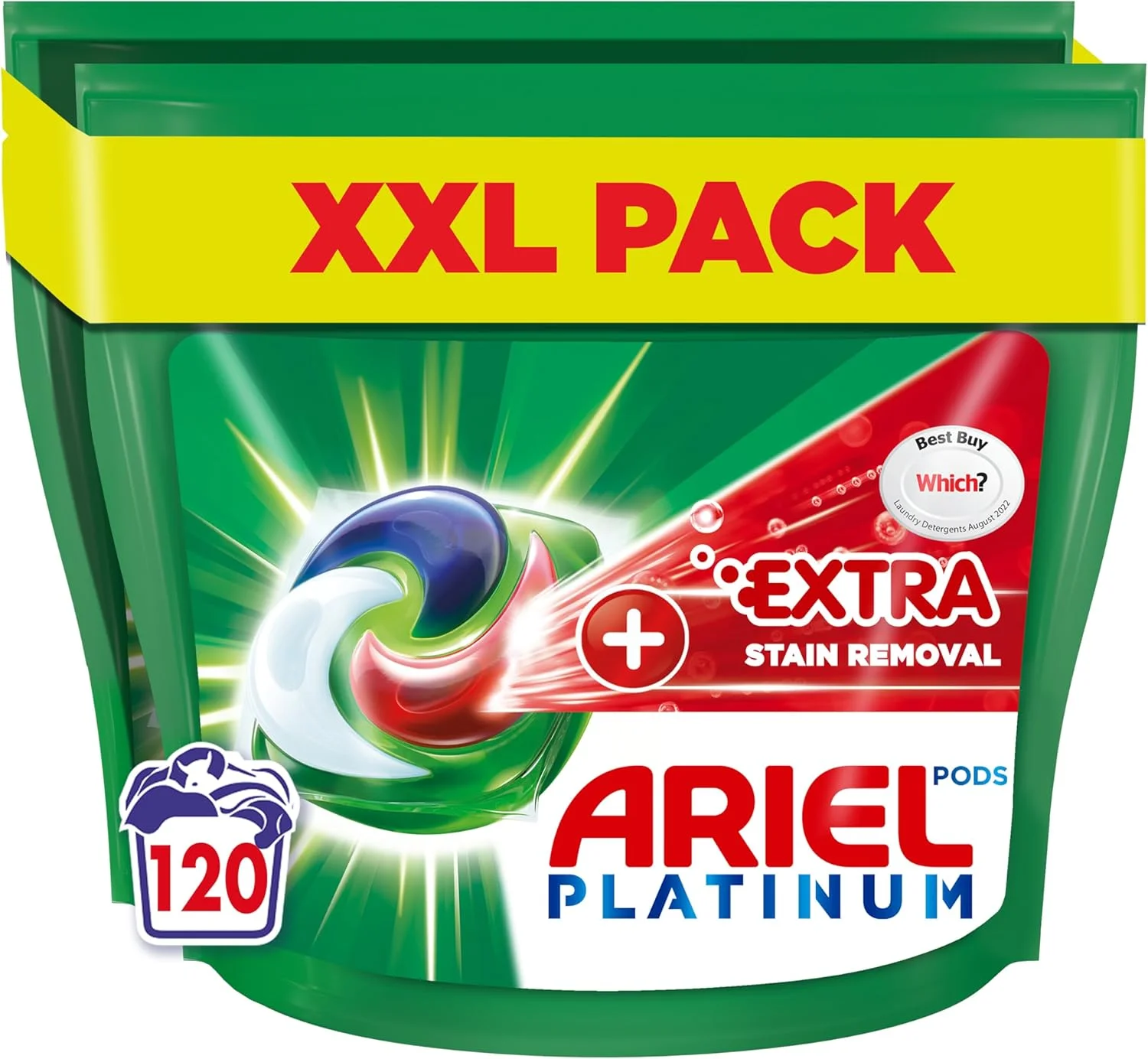 کپسول های ماشین لباسشویی Ariel All-in-1، مایع لباسشویی، 120 بار شستشو (60 x 2)، با اثر لکه بر Oxi، از بین بردن لکه های اضافی برای بهداشت بیشتر