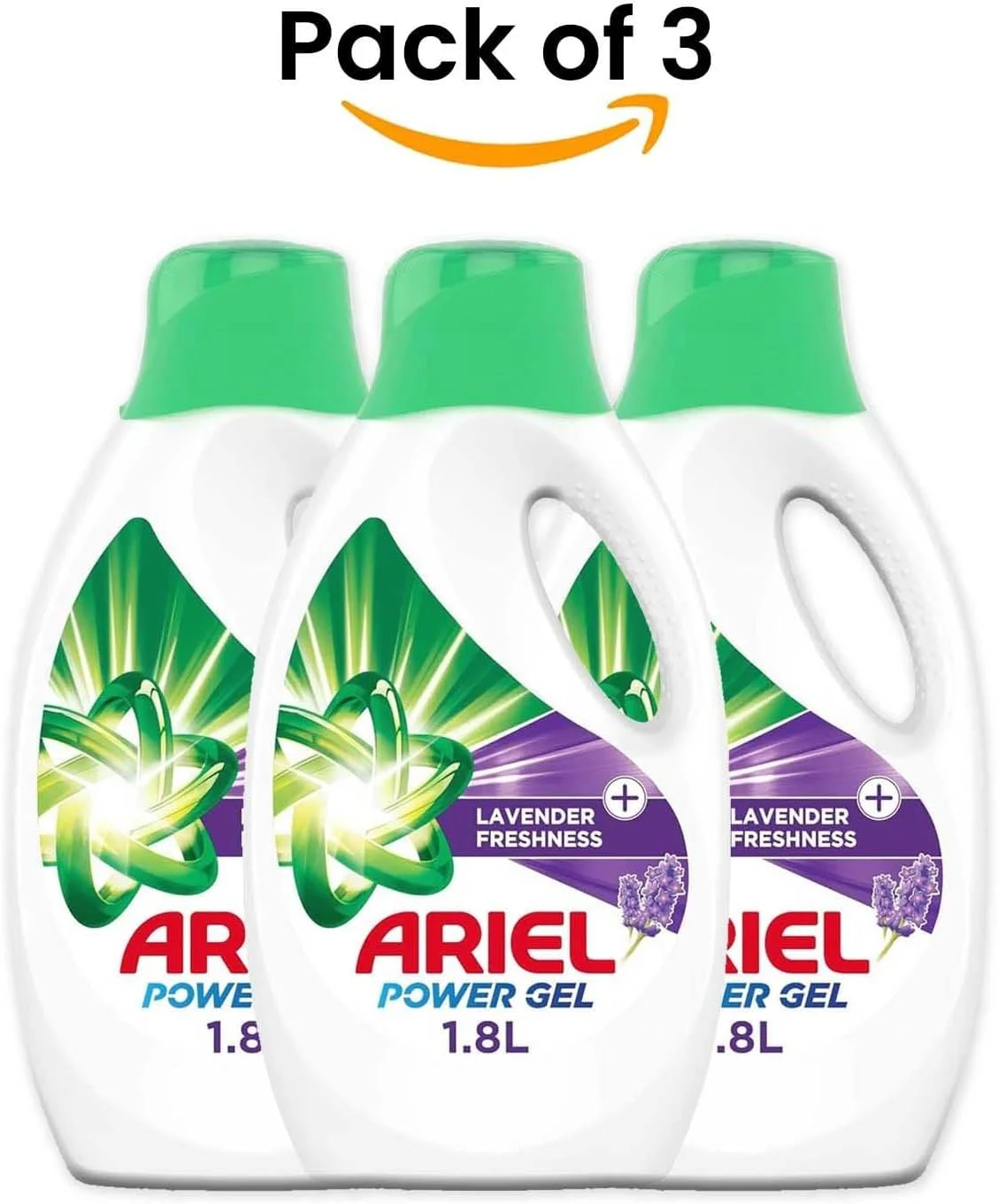 مایع لباسشویی آریل پاور ژل، رایحه اسطوخودوس، 3 عدد 1.8 لیتری - تمیز و با طراوت