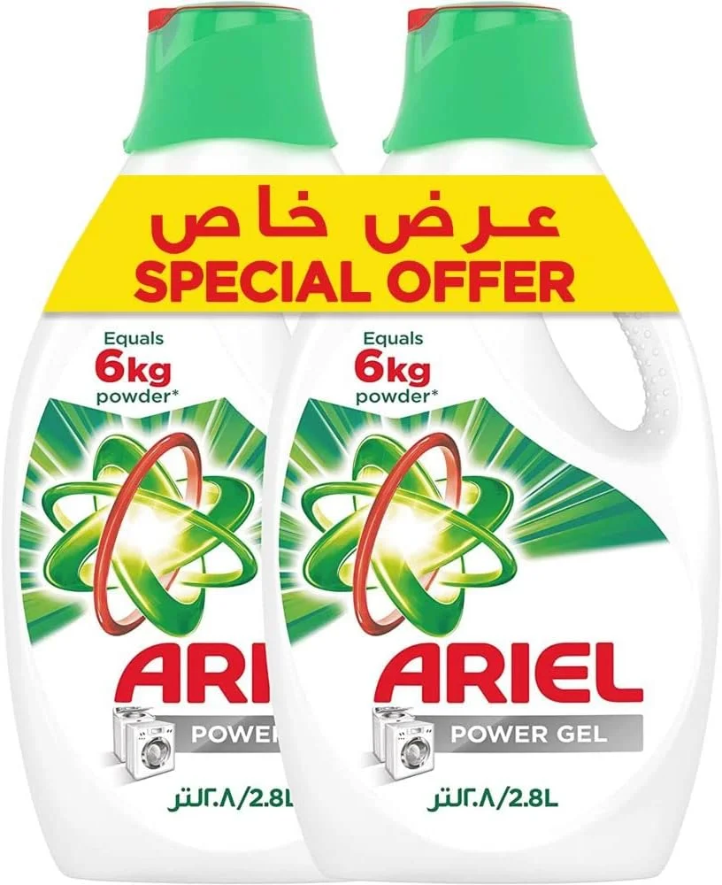 ژل مایع لباسشویی اتوماتیک آریل با رایحه اصلی، شوینده مایع آریل، شستشوی بدون لک، بسته دوتایی 2.8 لیتری