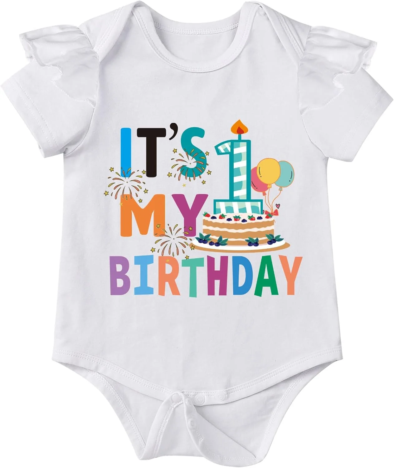 لباس بادی دخترانه Xuomuen برای جشن تولد 1 سالگی، تاپ و شورت مهمانی تولد یک سالگی نوزاد، هدیه چین دار