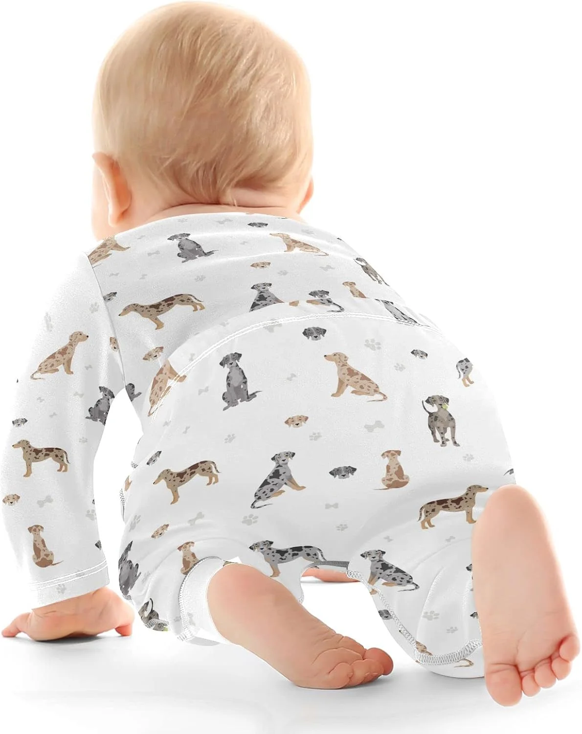 ست بادی و شلوار نوزادی vvfelixl طرح سگ پلنگی کاتااولا آستین بلند مناسب نوزادان پسر و دختر 6-9 ماهه
