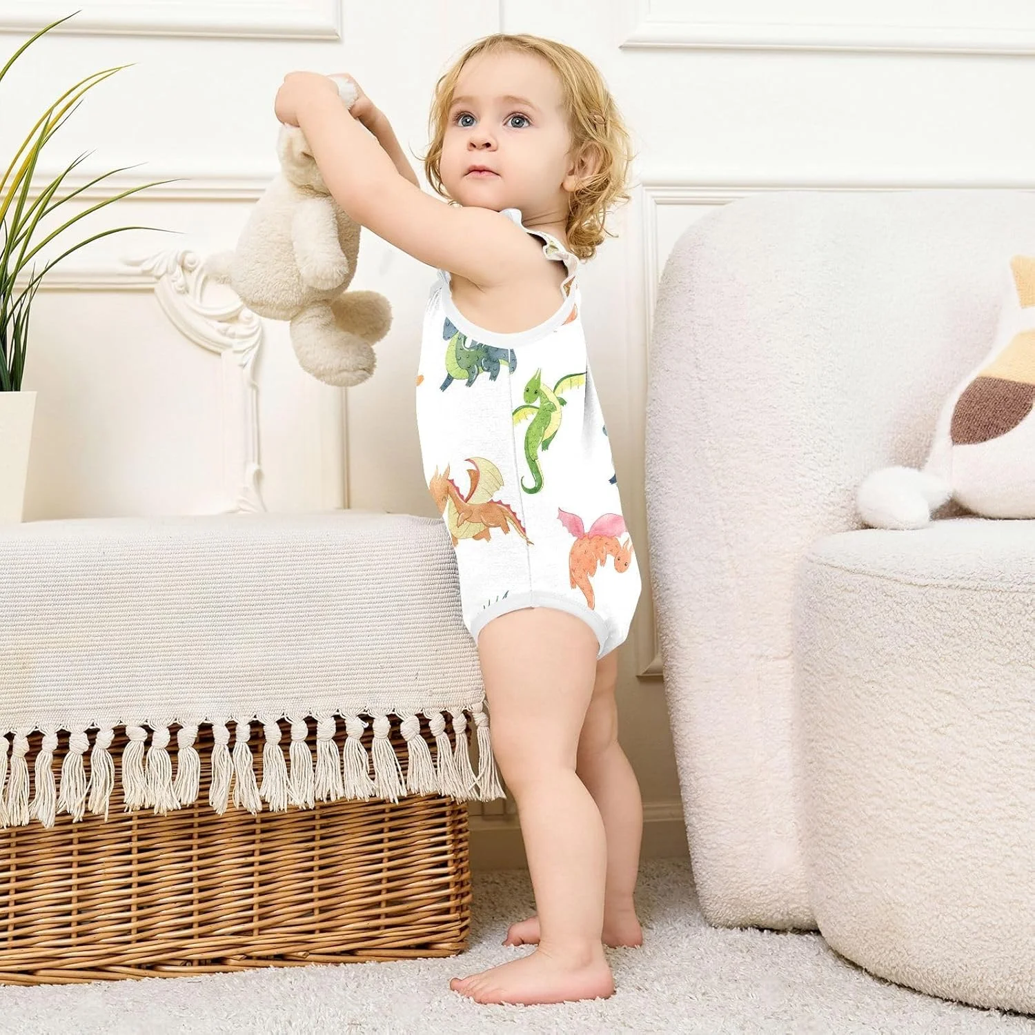 بادی نوزادی دخترانه vvfelixl طرح روباه صاف، لباس نوزادی پنبه ای بدون آستین مناسب 0-3 ماه بادی نوزادی دخترانه vvfelixl طرح روباه صاف، لباس نوزادی پنبه ای بدون آستین مناسب 0-3 ماه