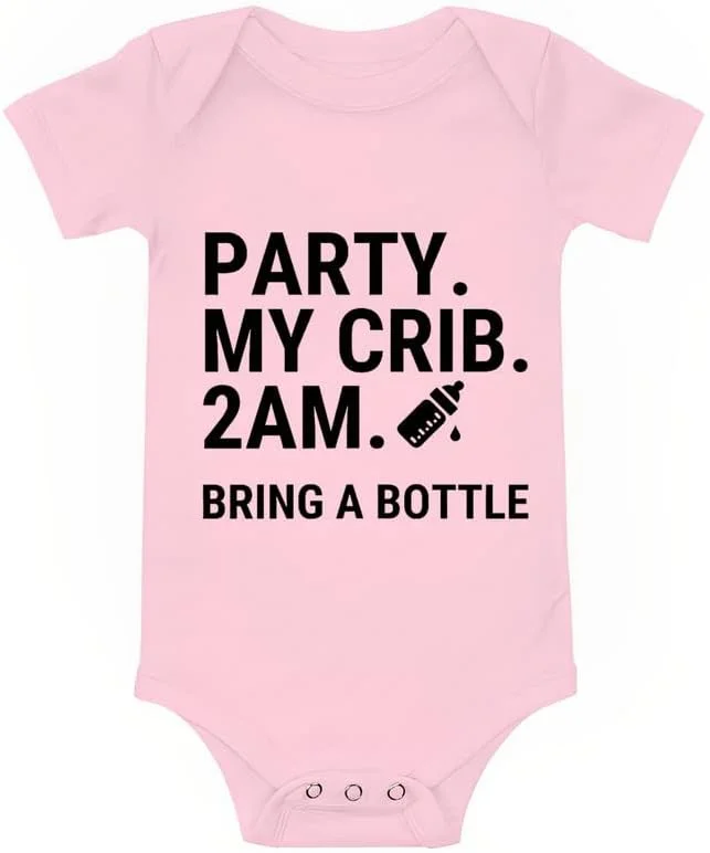 بادی نوزادی ویولیوتی طرح مهمانی در تخت من ساعت 2 صبح یک شیشه بیاورید، لباس نوزادی خنده دار، لباس یک تکه پنبه ای، لباس نوزادی