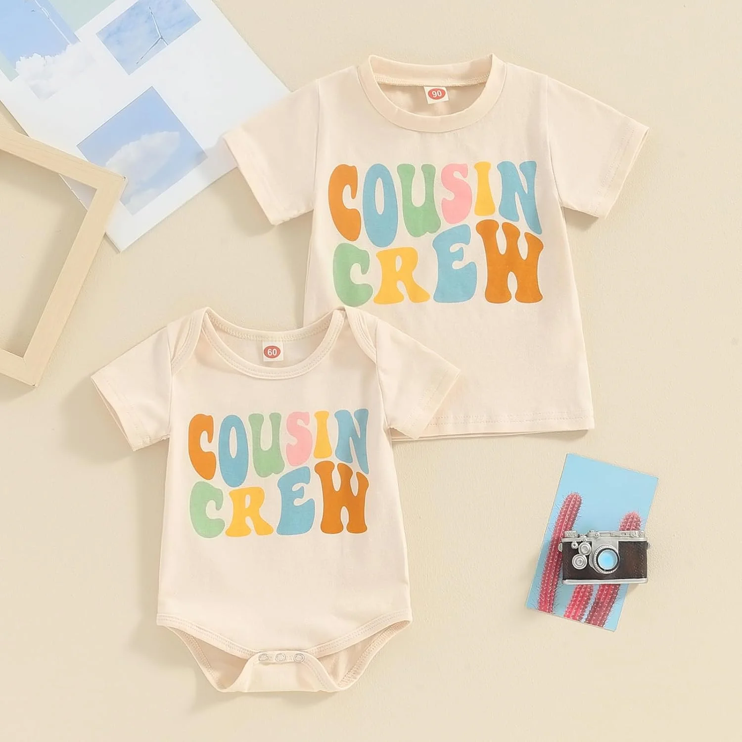 رامپر نوزادی دخترانه پسرانه VISGOGO طرح Lil Cousin، بادی آستین کوتاه گلدوزی شده، تاپ تیشرت Big Cousin مناسب لباس های تابستانی رامپر نوزادی دخترانه پسرانه VISGOGO طرح Lil Cousin، بادی آستین کوتاه گلدوزی شده، تاپ تیشرت Big Cousin مناسب لباس های تابستانی