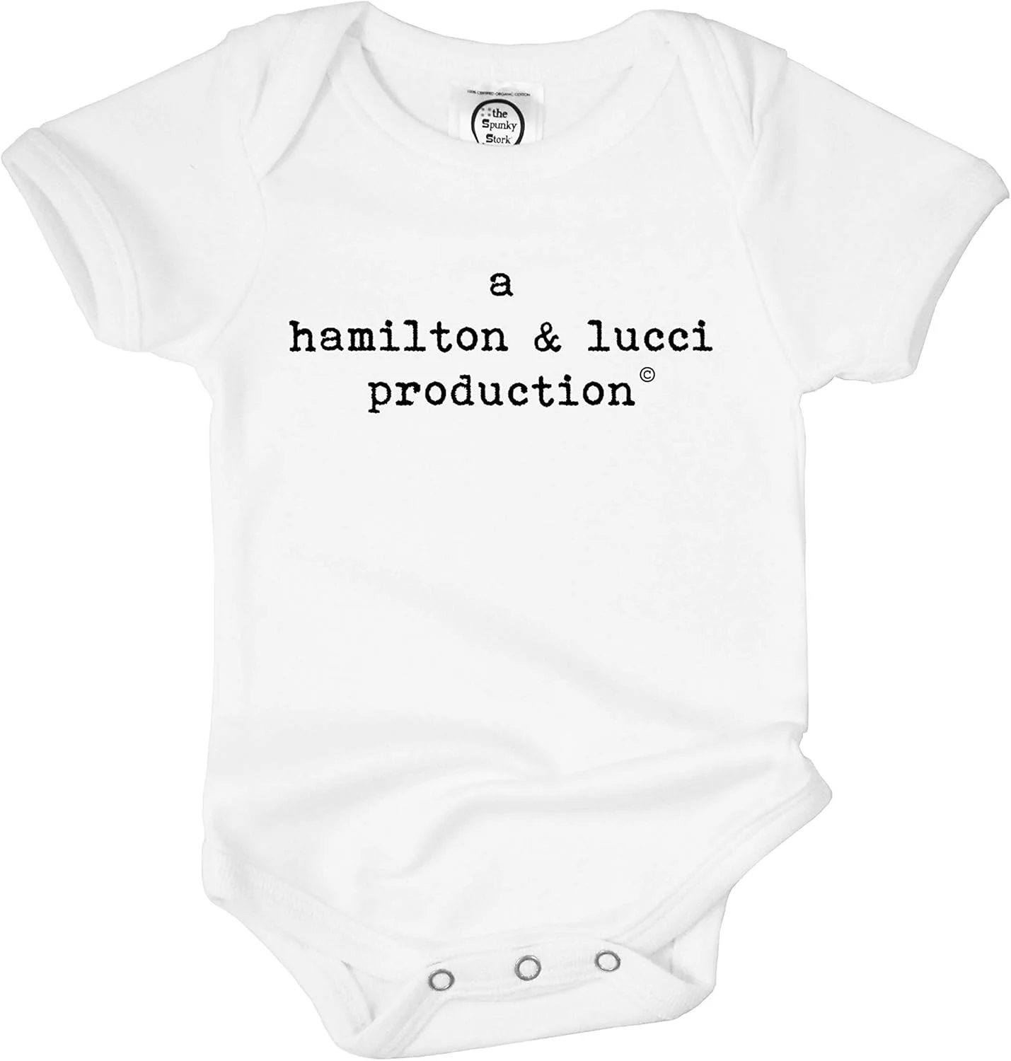 بادی نوزادی آستین کوتاه ارگانیک طرح تولید مشترک اسپانکی استورک، سفید، 12-18 ماه