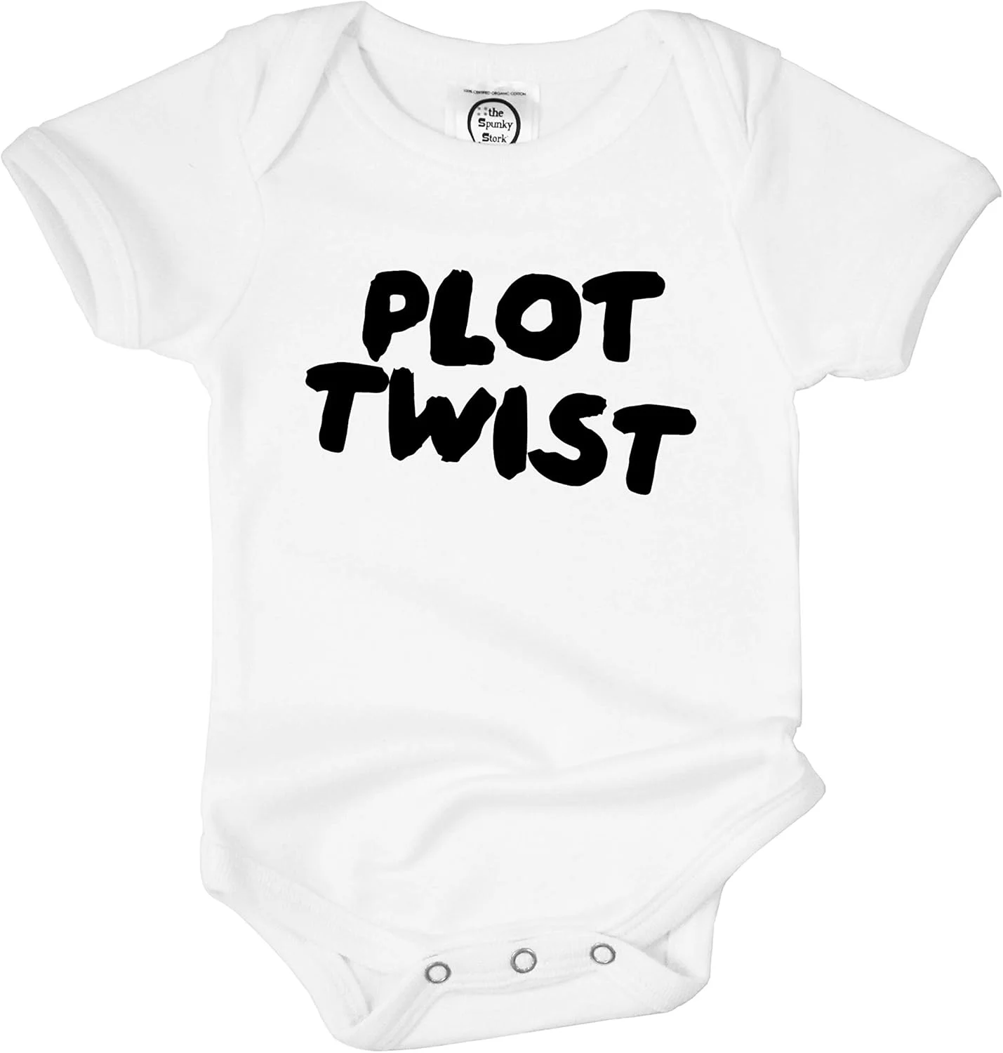 بادی نوزادی پنبه ارگانیک طرح پیچش داستانی اسپانکی استورک، سفید، 0-3 ماه