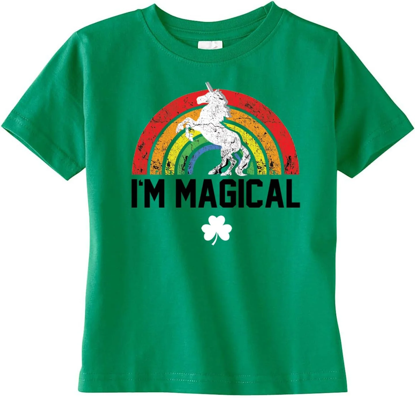 تی شرت، پیراهن، آستین سه ربع رگلان، رکابی و لباس یکسره بچه گانه، نوجوان و کودکانه روز سنت پاتریک طرح تک شاخ رنگین کمانی جادویی پسرانه/دخترانه