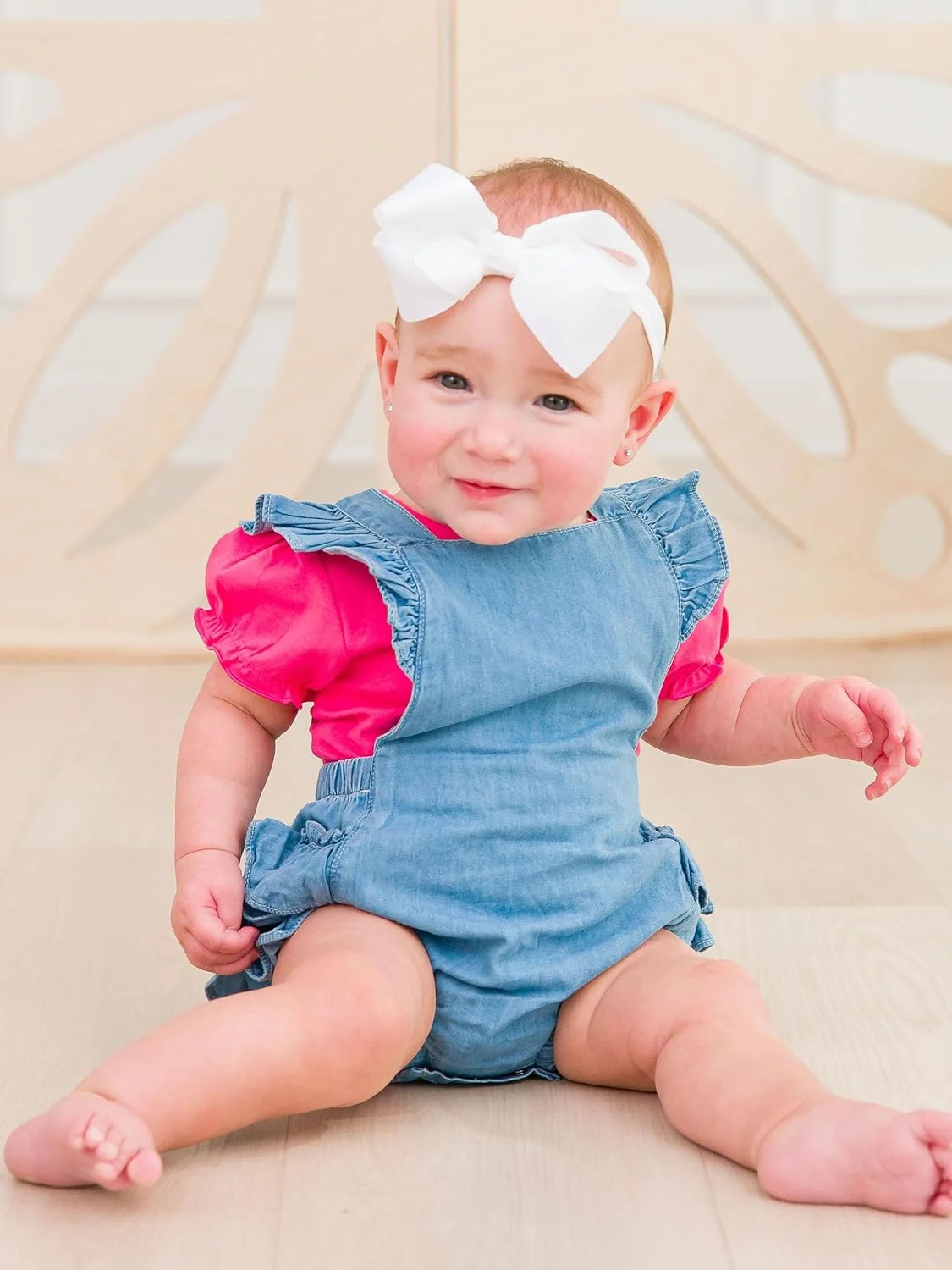 بادی آستین کوتاه دخترانه بافت پفی RuffleButts بادی آستین کوتاه دخترانه بافت پفی RuffleButts