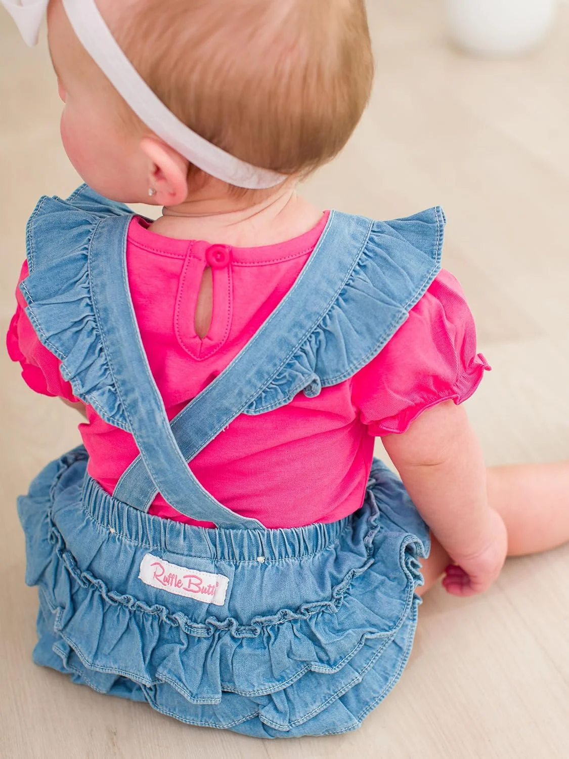 بادی آستین کوتاه دخترانه بافت پفی RuffleButts بادی آستین کوتاه دخترانه بافت پفی RuffleButts