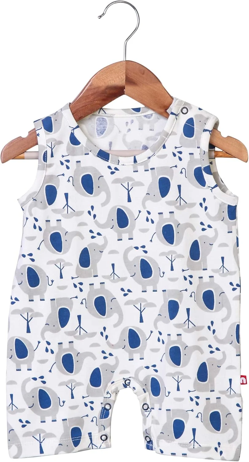 رامپر نیمه بدون آستین طرح دار نینو بامبینو 100% پنبه ارگانیک برای نوزاد (3-6 ماه، سفید) (0-3 ماه) رامپر نیمه بدون آستین طرح دار نینو بامبینو 100% پنبه ارگانیک برای نوزاد (3-6 ماه، سفید) (0-3 ماه)