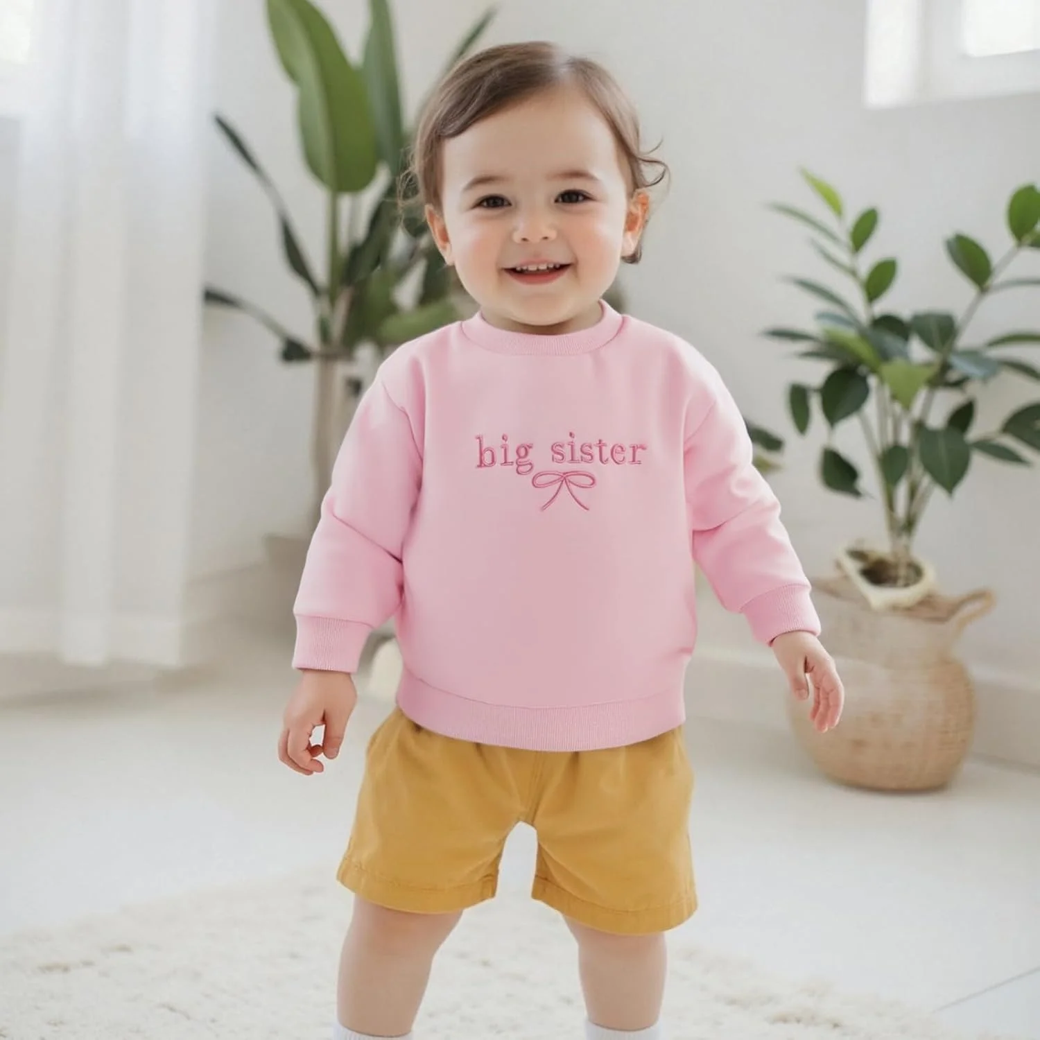 ست لباس خواهرانه نوزاد دخترانه، رامپر بادی خواهر کوچک، تاپ و سویشرت خواهر بزرگ