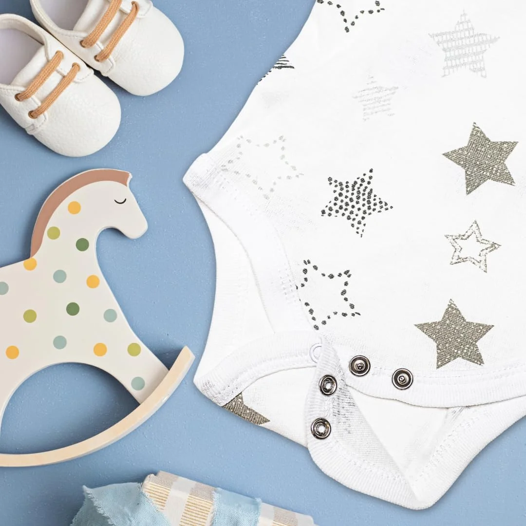 ست 5 عددی بادی آستین کوتاه نوزادی MiracleWear با رنگ ثابت، مناسب برای پسر، دختر و طرح های خنثی ست 5 عددی بادی آستین کوتاه نوزادی MiracleWear با رنگ ثابت، مناسب برای پسر، دختر و طرح های خنثی