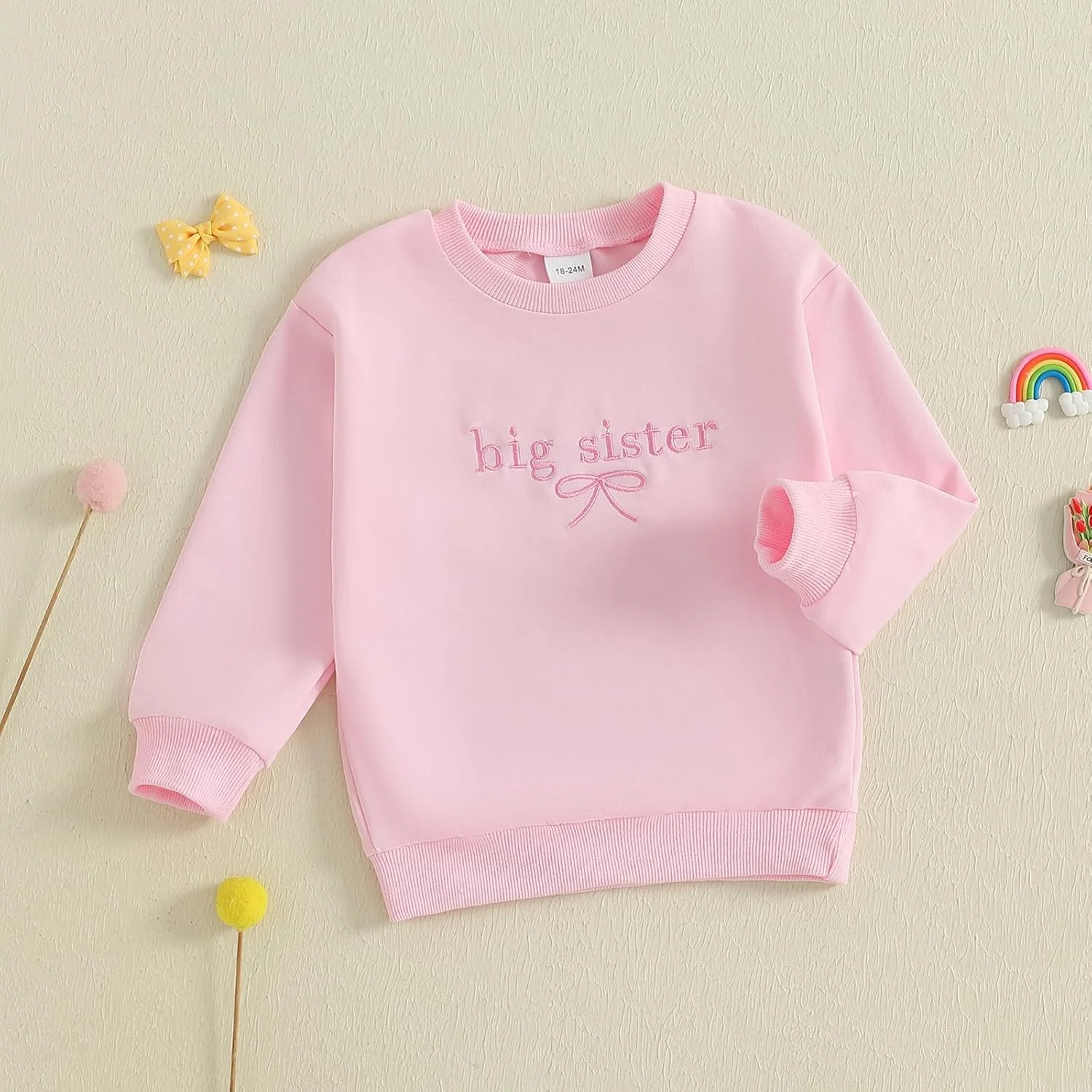 ست لباس خواهرانه نوزاد دخترانه، رامپر بادی خواهر کوچک، تاپ و سویشرت خواهر بزرگ