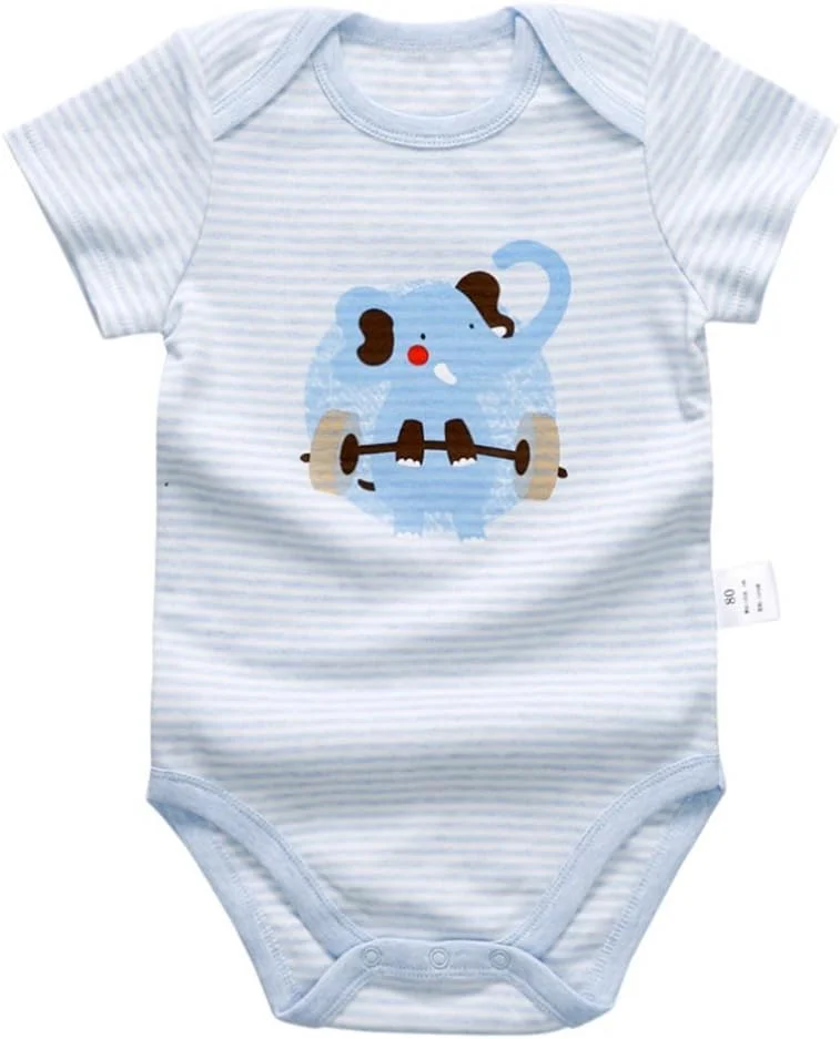 مانویکل لباس زیر دکمه ای آستین کوتاه نخی 2 عددی دخترانه پسرانه، لباس زیر نوزادی یقه گرد آبی 3-6 ماه، 2 عدد آبی، 3-6 ماه