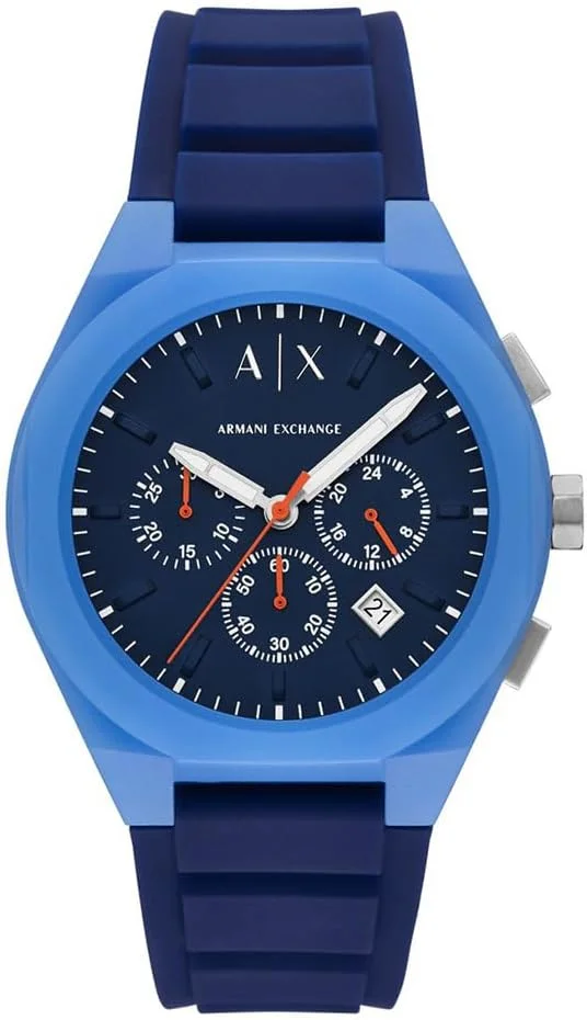ساعت مچی مردانه آرمانی اکسچنج مدل Sync Chronograph با بند سیلیکونی آبی (مدل: AX4170)