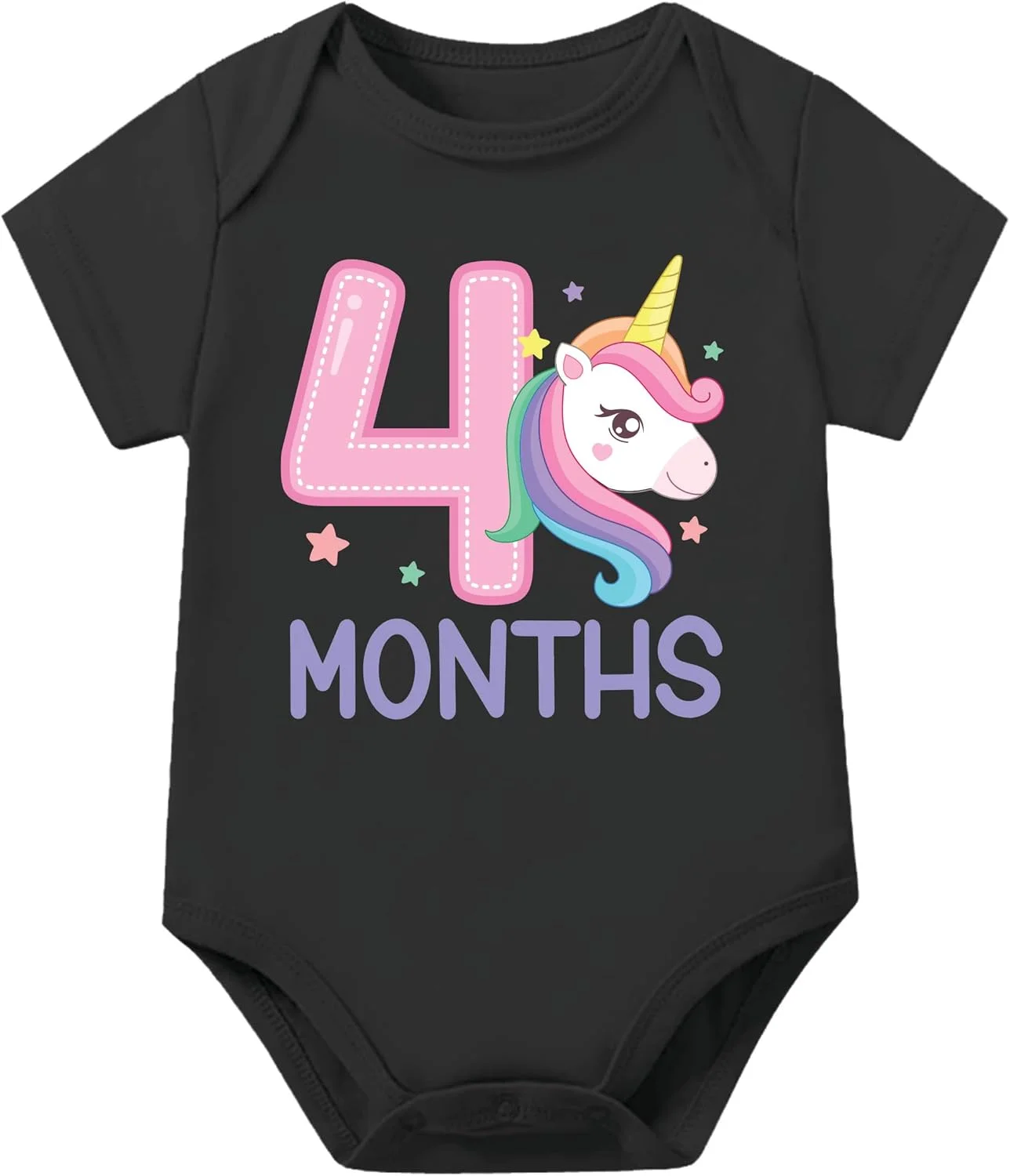 رامپر نوزادی پنبه ای طرح ماهانه لیلی پاپ، مناسب جشن چهار ماهگی، لباس یکسره نوزاد، لباس پسرانه و دخترانه 4 ماهه برای عکاسی