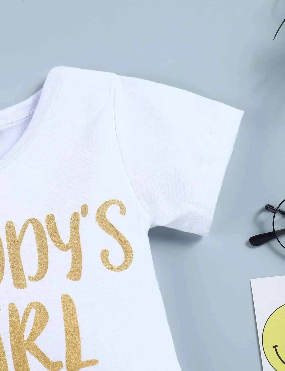 ست لباس نوزاد دخترانه شامل رامپر طرح "دختر بابا"، شورت گلدار و هدبند 3 تکه