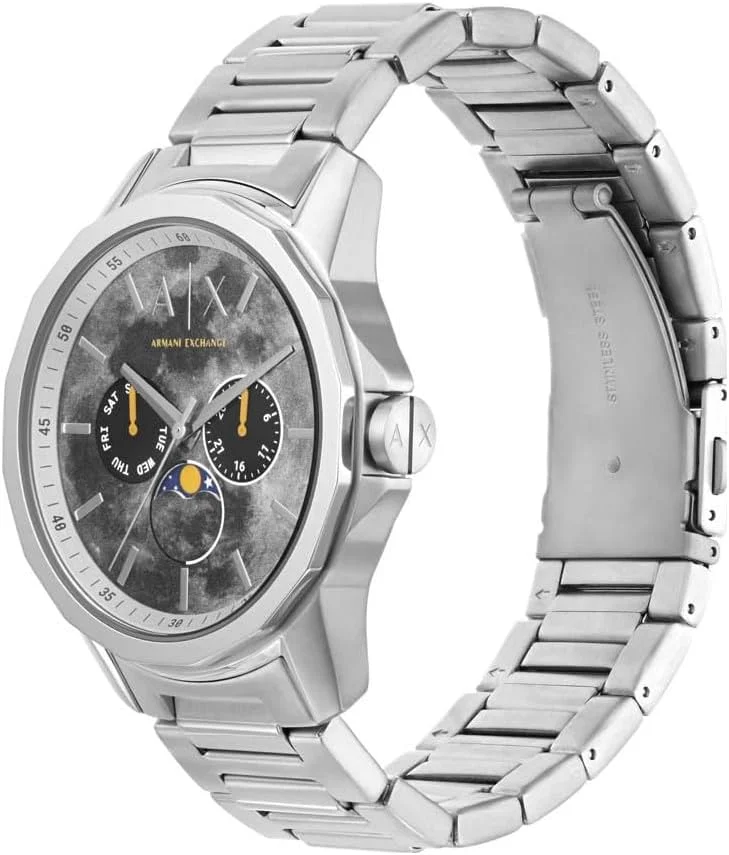 ساعت مچی مردانه آرمانی اکسچنج مدل Moonphase Multifunktion، حداقل 50% استیل بازیافتی، سایز قاب 44 میلی متر ساعت مچی مردانه آرمانی اکسچنج مدل Moonphase Multifunktion، حداقل 50% استیل بازیافتی، سایز قاب 44 میلی متر
