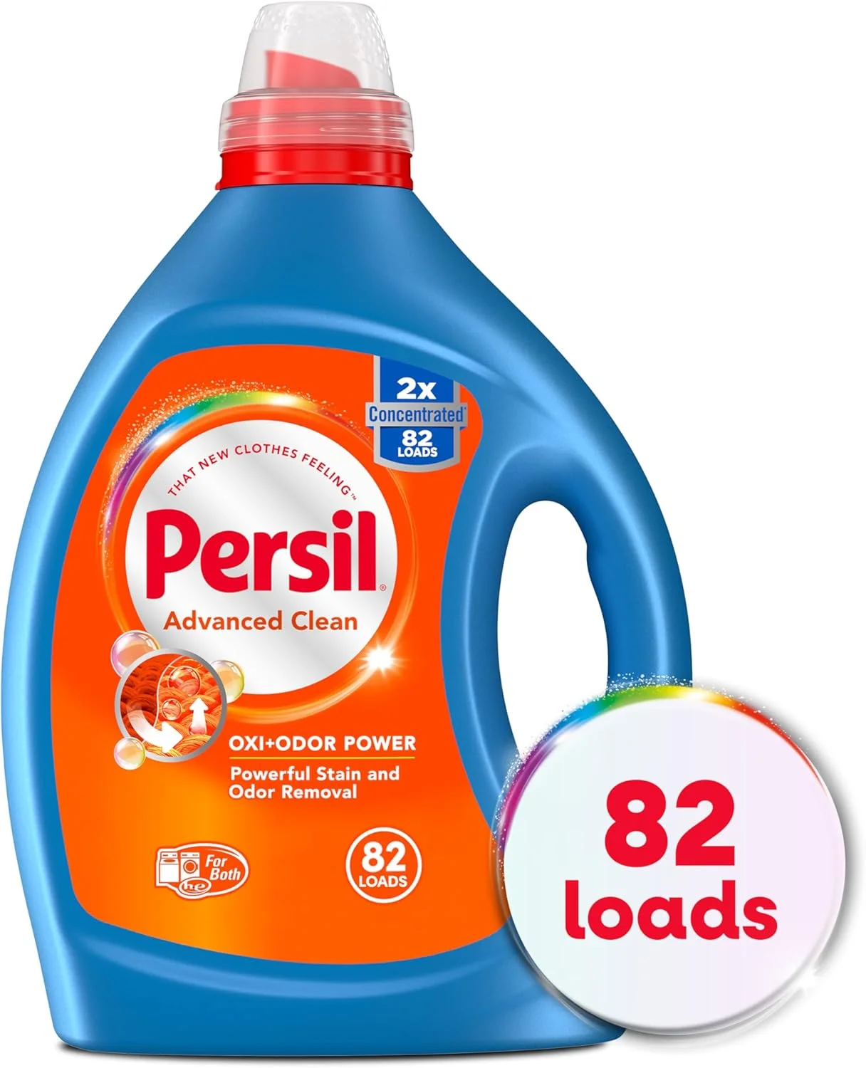 مایع لباسشویی پرسیل پروکلین، فناوری Oxi Power، 2 برابر غلیظ شده، آبی، 82 بار شستشو، 82.5 اونس مایع