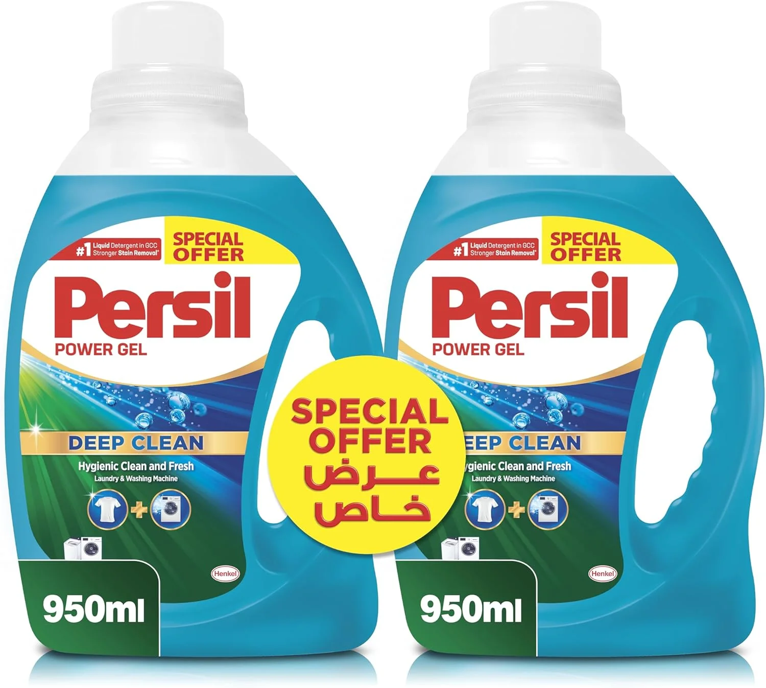 مایع لباسشویی ژل پرسیل پاور، با فناوری تمیزکنندگی عمیق، بسته دو عددی، 2 عدد 950 میلی لیتری