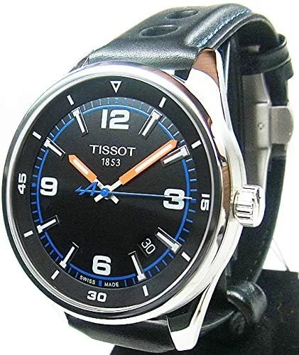 ساعت مچی مردانه تیسوت Alpine On Board با قاب استیل ضد زنگ 316L، موتور کوارتز سوئیسی، مشکی، چرم، 22 (T1236101605700)