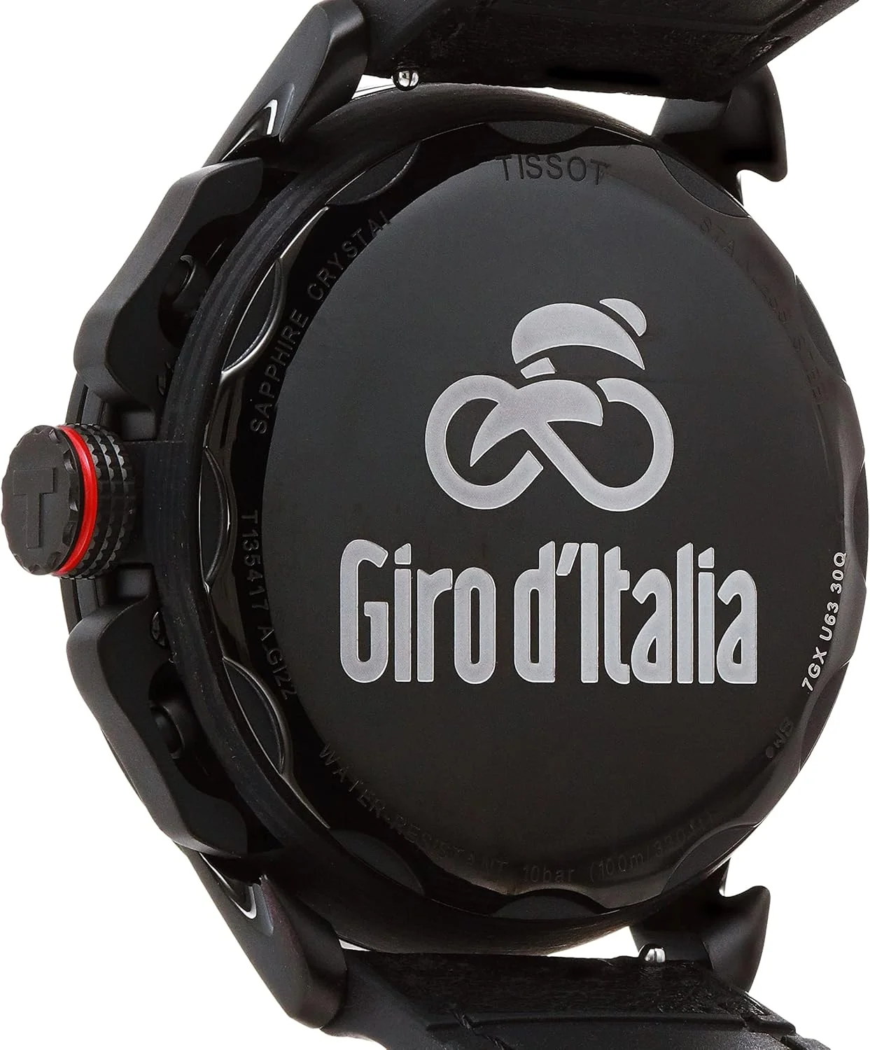ساعت مچی مردانه تیسوت مدل T-Cycling Giro d'Italia 2022 Special Edition، بدنه استیل ضد زنگ 316L با روکش PVD مشکی، کربن کامپوزیت کوارتز، مشکی، چرم، 22 (T1354173705101) ساعت مچی مردانه تیسوت مدل T-Cycling Giro d'Italia 2022 Special Edition، بدنه استیل ضد زنگ 316L با روکش PVD مشکی، کربن کامپوزیت کوارتز، مشکی، چرم، 22 (T1354173705101)