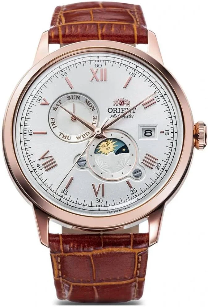 ساعت مچی مردانه اورینت Bambino اتوماتیک Moonphase بند چرمی RA-AK0801S