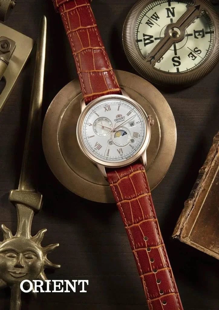 ساعت مچی مردانه اورینت Bambino اتوماتیک Moonphase بند چرمی RA-AK0801S