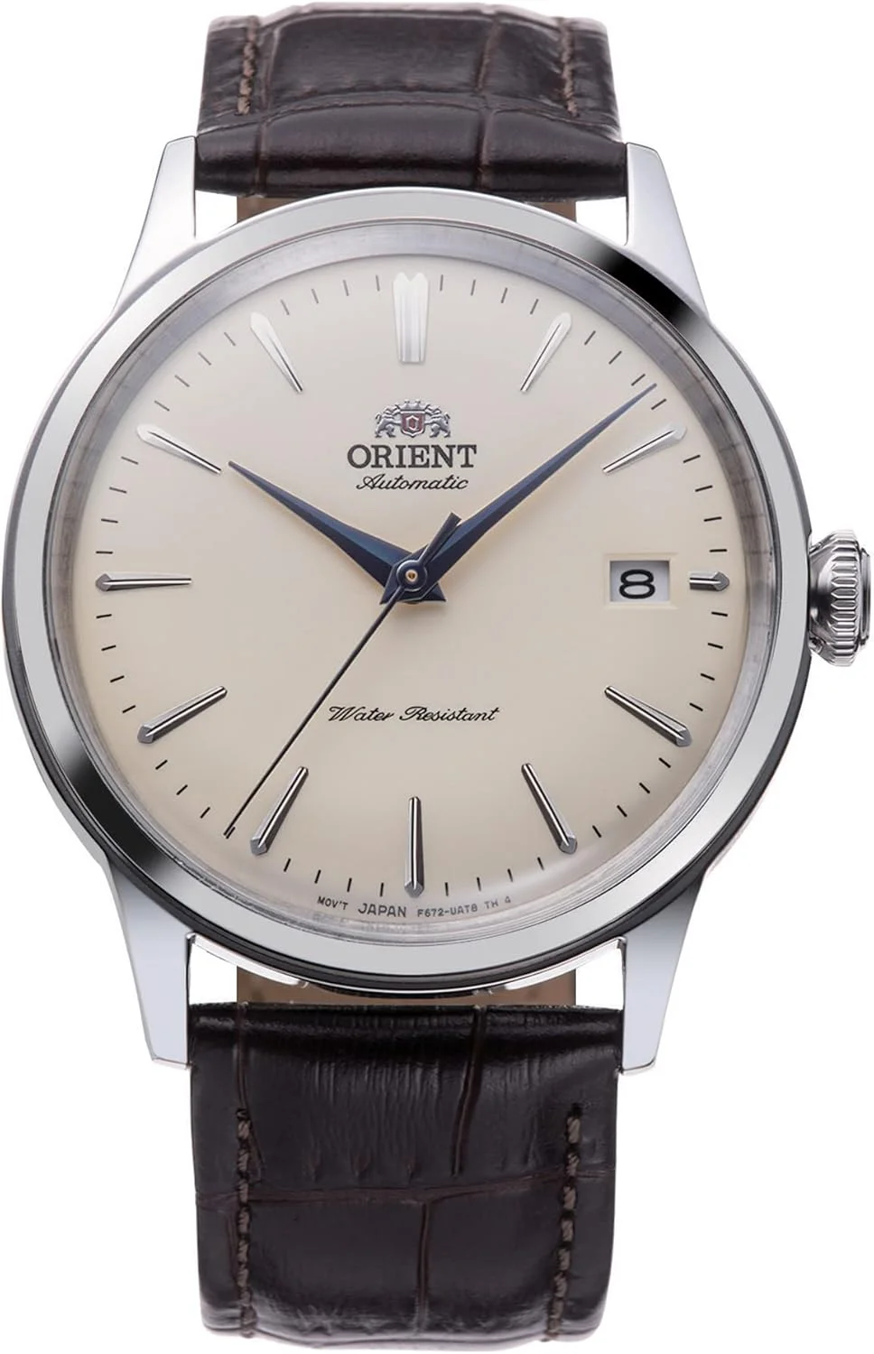 ساعت مچی مردانه کلاسیک اورینت Bambino 38mm با موتور اتوماتیک و قابلیت کوک دستی، بند چرمی، بدنه استیل ضد زنگ و نمایشگر آنالوگ - RA-AC0M