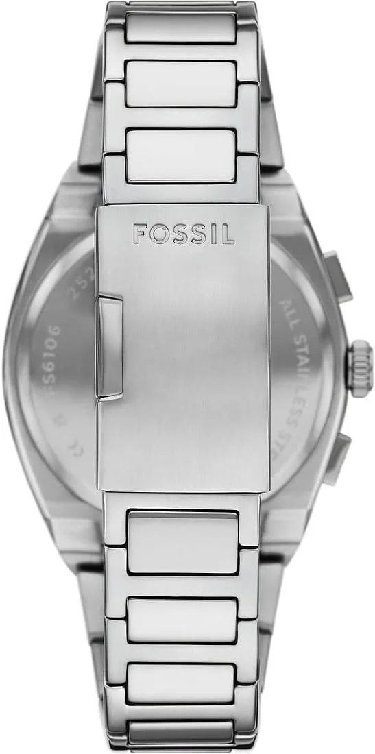ساعت مچی مردانه آنالوگ فسیل مدل FS6105 Everett Chronograph با بدنه استیل ضد زنگ، قطر قاب 44 میلی متر، نقره ای