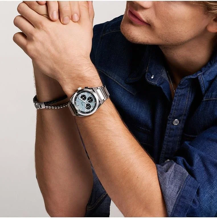 ساعت مچی مردانه آنالوگ فسیل مدل FS6105 Everett Chronograph با بدنه استیل ضد زنگ، قطر قاب 44 میلی متر، نقره ای