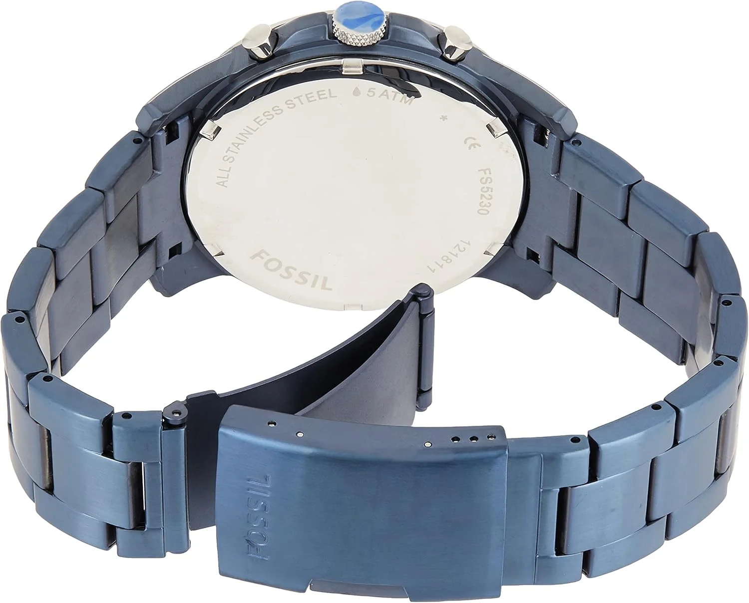 ساعت مچی مردانه فسیل گرنت کرنوگراف صفحه آبی بند استیل آبی - FS5230، سایز تک