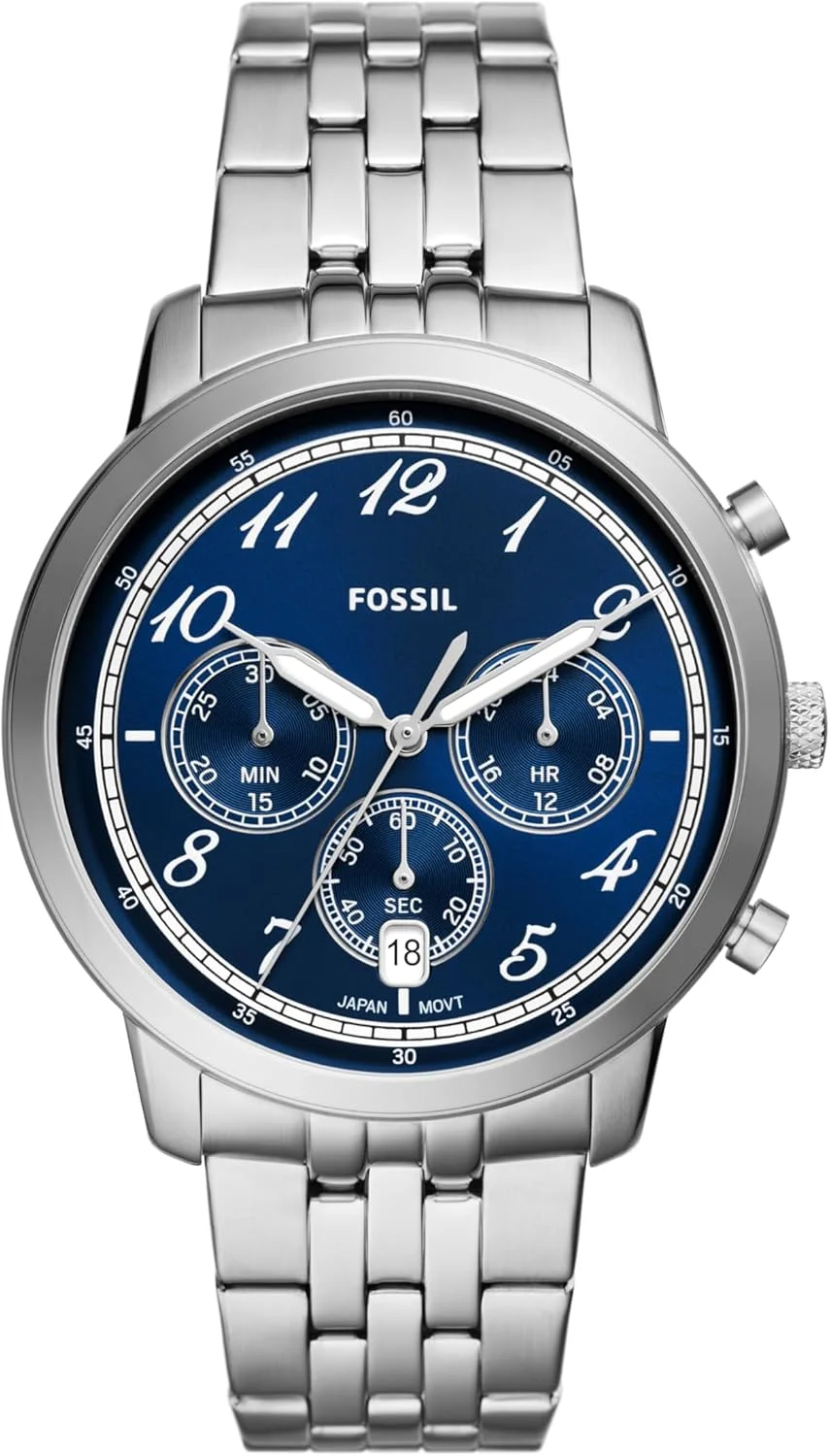 ساعت مچی مردانه فسیل Neutra Arabic Chronograph استیل ضد زنگ، رنگ: نقره ای/آبی عربی (مدل: FS6025)
