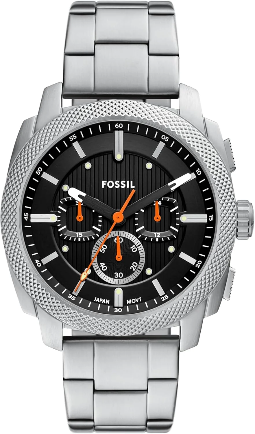 ساعت مچی مردانه فسیل مدل Machine Chronograph، استیل ضد زنگ، نقره ای/مشکی، 44 میلی متر، مدرن