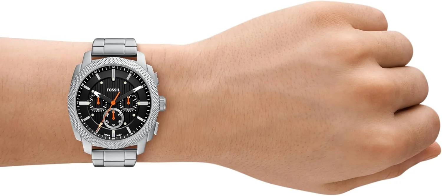ساعت مچی مردانه فسیل مدل Machine Chronograph، استیل ضد زنگ، نقره ای/مشکی، 44 میلی متر، مدرن ساعت مچی مردانه فسیل مدل Machine Chronograph، استیل ضد زنگ، نقره ای/مشکی، 44 میلی متر، مدرن