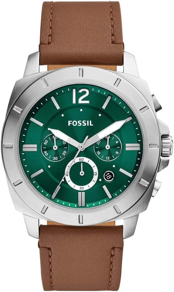 ساعت مچی مردانه چرمی کرنوگراف Fossil Privateer، سبز/قهوه ای