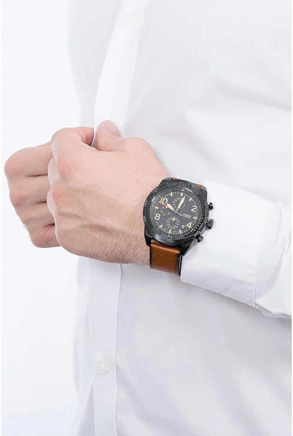 ساعت مچی مردانه فسیل Bronson کرنوگراف چرم قهوه ای مدل FS5714