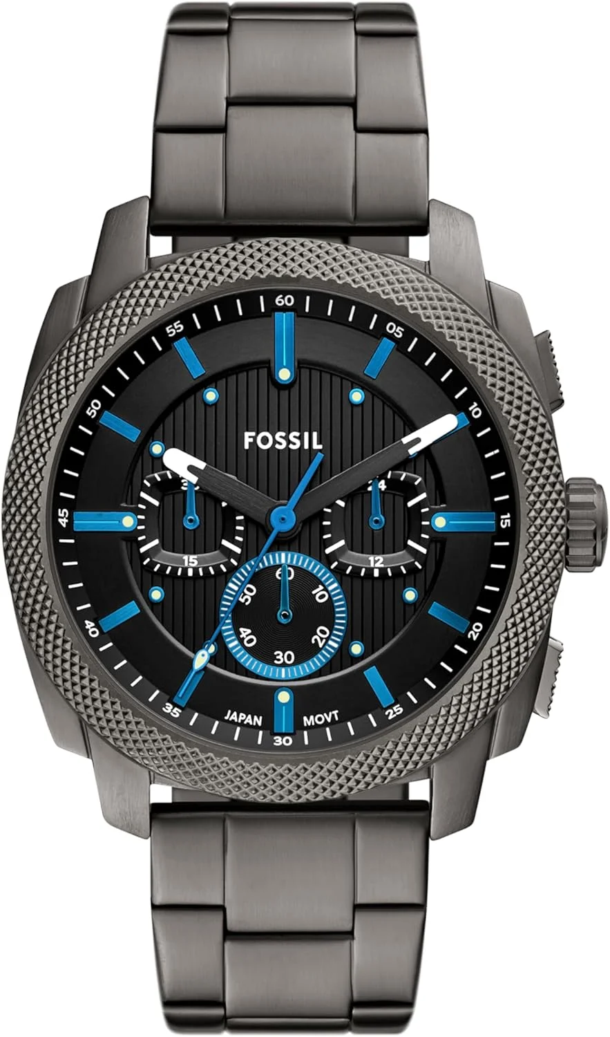 ساعت مچی مردانه فسیل مدل Machine Chronograph، استیل ضد زنگ دودی، خاکستری تفنگی