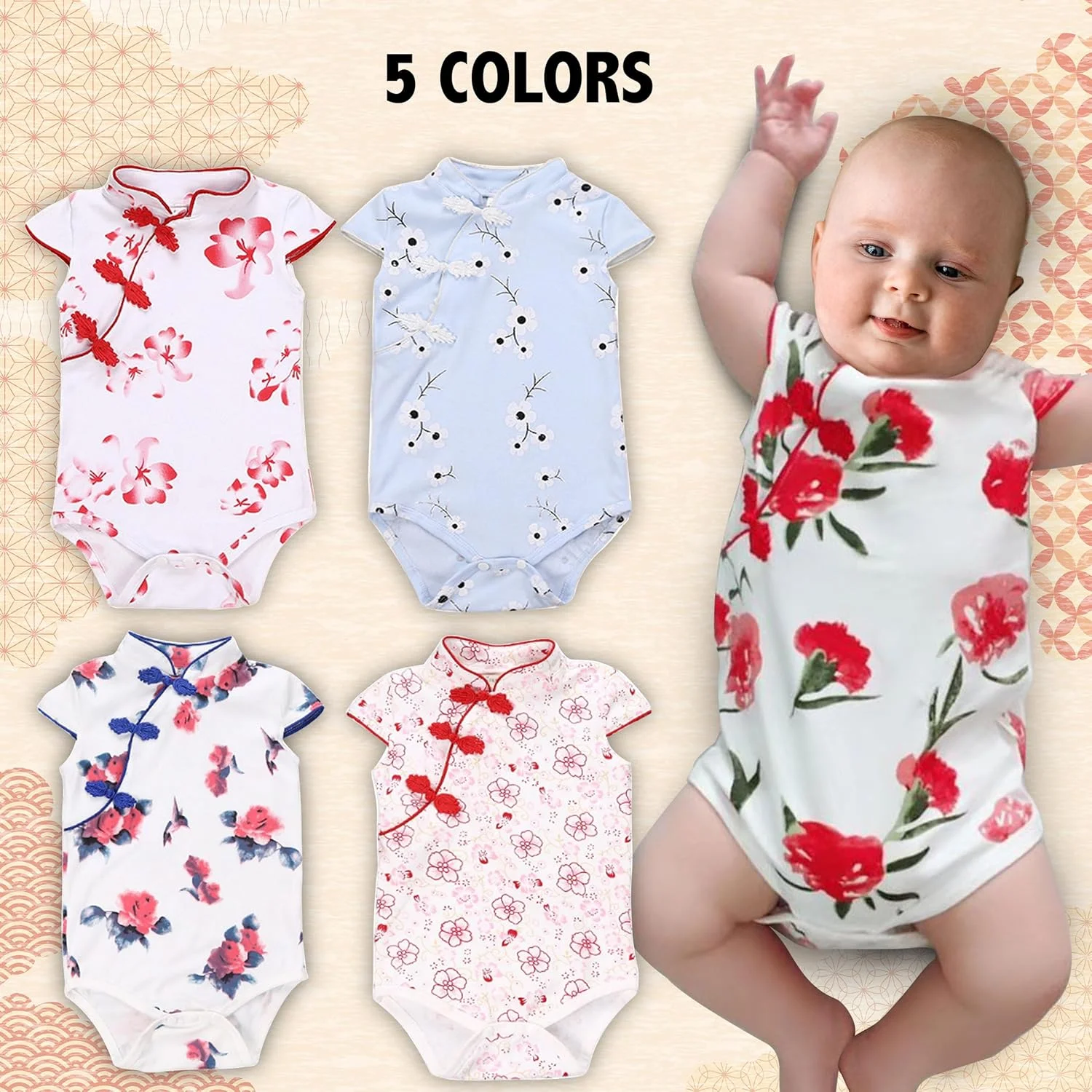 لباس نوزادی دخترانه Cheongsam، لباس سال نو چینی، رامپر، تاپ، لباس چیپائو لباس نوزادی دخترانه Cheongsam، لباس سال نو چینی، رامپر، تاپ، لباس چیپائو